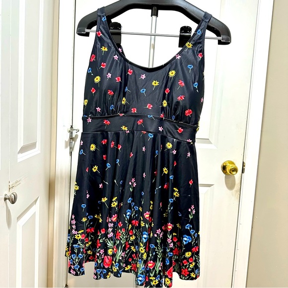 BloomChic Ditsy Floral Tummy Control Spaghetti Strap Swim Dress XL us 14 - Picture 4 of 4